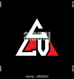 Logo CLV triangolare a lettere con forma triangolare. Monogramma di design con logo triangolare CLV. Modello di logo vettoriale triangolare CLV di colore rosso. CLV triangul Illustrazione Vettoriale