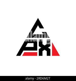 Logo CPX a lettera triangolare con forma triangolare. Monogramma di design con logo a triangolo CPX. Modello di logo vettoriale a triangolo CPX di colore rosso. CPX triangul Illustrazione Vettoriale