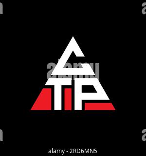 Logo CTP a lettere triangolari con forma triangolare. Monogramma del design del logo del triangolo CTP. Modello di logo vettoriale a triangolo CTP di colore rosso. CTP triangul Illustrazione Vettoriale