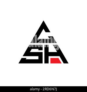 Logo CSH a lettera triangolare con forma a triangolo. Monogramma di design del logo del triangolo CSH. Modello di logo vettoriale a triangolo CSH di colore rosso. CSH triangul Illustrazione Vettoriale