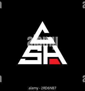 Logo CSH a lettera triangolare con forma a triangolo. Monogramma di design del logo del triangolo CSH. Modello di logo vettoriale a triangolo CSH di colore rosso. CSH triangul Illustrazione Vettoriale