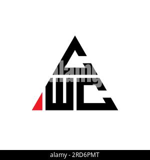 Logo a lettere triangolari CWC con forma a triangolo. Monogramma di design con logo a triangolo CWC. Modello del logo vettoriale triangolare CWC di colore rosso. CWC triangul Illustrazione Vettoriale