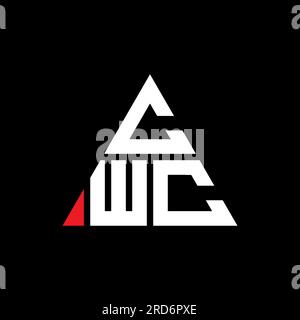 Logo a lettere triangolari CWC con forma a triangolo. Monogramma di design con logo a triangolo CWC. Modello del logo vettoriale triangolare CWC di colore rosso. CWC triangul Illustrazione Vettoriale
