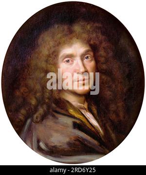 Molière (Jean-Baptiste Poquelin, 1622-1673), ritratto del drammaturgo, attore e poeta francese ad olio su tela di Pierre Mignard, circa 1658 Foto Stock