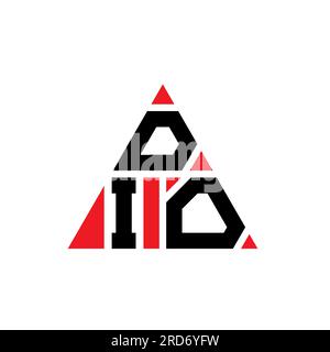 Logo a lettere triangolari DIO con forma triangolare. Monogramma del logo del triangolo DIO. Modello di logo vettoriale triangolare DIO DI colore rosso. DIO triangul Illustrazione Vettoriale