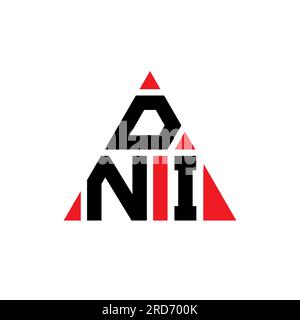 Logo DNI a lettere triangolari con forma a triangolo. Monogramma di design con logo triangolare DNI. Modello di logo vettoriale triangolare DNI di colore rosso. DNI triangul Illustrazione Vettoriale