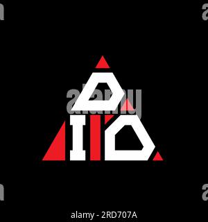 Logo a lettere triangolari DIO con forma triangolare. Monogramma del logo del triangolo DIO. Modello di logo vettoriale triangolare DIO DI colore rosso. DIO triangul Illustrazione Vettoriale