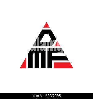 Logo DMF a lettere triangolari con forma a triangolo. Monogramma di design con logo triangolare DMF. Modello di logo vettoriale triangolare DMF di colore rosso. DMF triangul Illustrazione Vettoriale