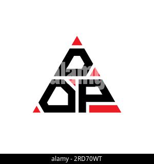 Logo a lettere triangolari DOP con forma a triangolo. Monogramma di design con logo triangolare DOP. Modello di logo vettoriale a triangolo DOP di colore rosso. DOP triangul Illustrazione Vettoriale