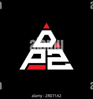 Logo DPZ a lettera triangolare con forma a triangolo. Monogramma di design con logo a triangolo DPZ. Modello di logo vettoriale a triangolo DPZ di colore rosso. DPZ triangul Illustrazione Vettoriale