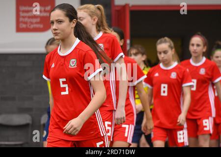 Newport, Galles. 23 ottobre 2019. Megan Bowen del Galles durante l'Under 15 Girls Friendly International match tra Galles e Scozia al Dragon Park di Newport, Galles, Regno Unito, il 23 ottobre 2019. Crediti: Duncan Thomas/Majestic Media. Foto Stock