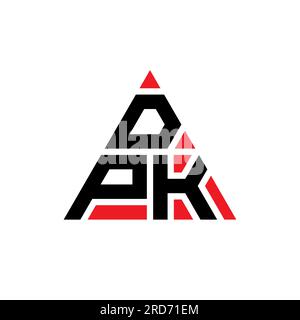 Logo DPK a lettera triangolare con forma a triangolo. Monogramma di design con logo a triangolo DPK. Modello di logo vettoriale a triangolo DPK di colore rosso. DPK triangul Illustrazione Vettoriale