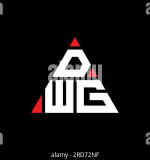 Design con logo a lettera triangolare DWG con forma triangolare. Monogramma disegno logo triangolare DWG. Modello di logo vettoriale a triangolo DWG di colore rosso. DWG triangul Illustrazione Vettoriale