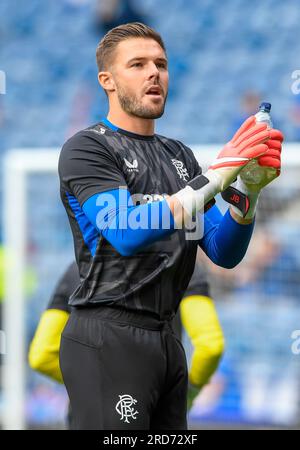 Glasgow, Regno Unito. 18 luglio 2023. Jack Butland dei Rangers durante la partita amichevole di pre-stagione all'Ibrox Stadium, Glasgow. Il credito fotografico dovrebbe leggere: Neil Hanna/Sportimage Credit: Sportimage Ltd/Alamy Live News Foto Stock