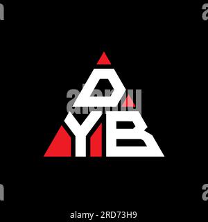Logo DYB a lettere triangolari con forma triangolare. Monogramma di design con logo triangolare DYB. Modello di logo vettoriale triangolare DYB di colore rosso. DYB triangul Illustrazione Vettoriale
