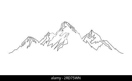 Paesaggio montano in una linea. Una linea di montagna continua Illustrazione Vettoriale