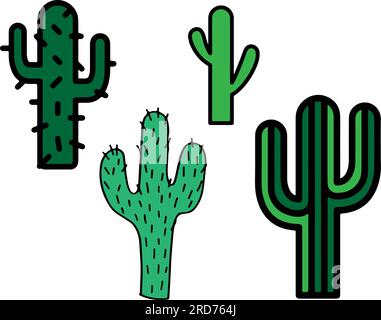 Serie vettoriale di cactus desertici. Icona Cactus per il Web Illustrazione Vettoriale