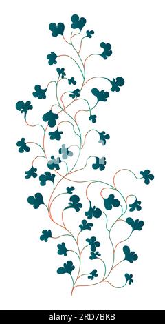 Pianta di arrampicata verde edera con foglie lussureggianti Illustrazione Vettoriale