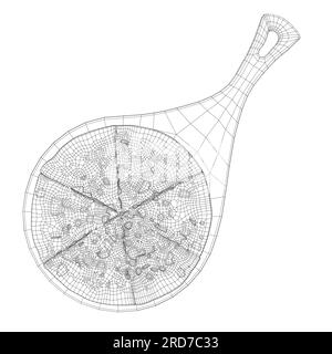 Wireframe di pizza italiana e ingredienti. Modello di menu di cucina italiana. Modello di design del menu Pizzeria. Illustratore vettoriale di schizzi vintage disegnati a mano Illustrazione Vettoriale