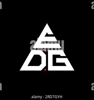 Logo EDG triangolare a lettere con forma triangolare. Monogramma di design con logo triangolare EDG. Modello logo vettoriale triangolare EDG di colore rosso. EDG triangul Illustrazione Vettoriale