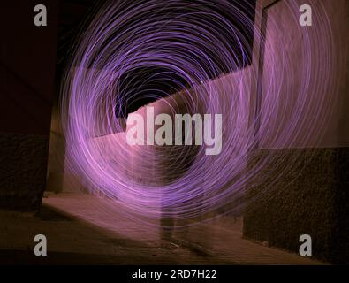 San Juan barrio a Las Palmas di notte, pittura leggera Foto Stock