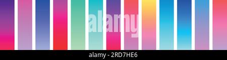 Set di sfondo gradiente astratto. Tavolozza di colori delicati di blu, rosa, viola e verde. Illustrazione vettoriale con toni gialli e tramonti. Illustrazione Vettoriale