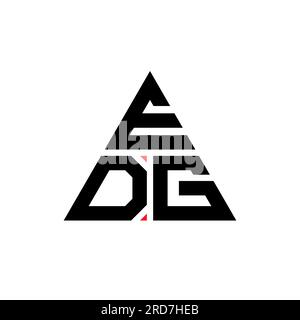 Logo EDG triangolare a lettere con forma triangolare. Monogramma di design con logo triangolare EDG. Modello logo vettoriale triangolare EDG di colore rosso. EDG triangul Illustrazione Vettoriale