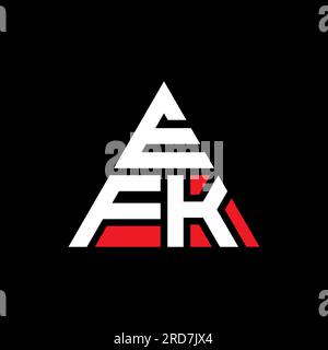 Logo a lettere triangolari EFK con forma triangolare. Monogramma di design con logo triangolare EFK. Modello logo vettoriale triangolare EFK di colore rosso. EFK triangul Illustrazione Vettoriale