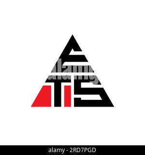 Logo ETS a lettere triangolari con forma triangolare. Monogramma di design con logo triangolare ETS. Modello di logo vettoriale a triangolo ETS di colore rosso. ETS triangul Illustrazione Vettoriale