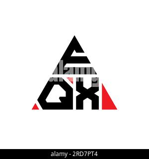 Logo EQX a lettere triangolari con forma triangolare. Monogramma del logo EQX Triangle. Modello di logo vettoriale a triangolo EQX di colore rosso. EQX triangul Illustrazione Vettoriale