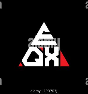 Logo EQX a lettere triangolari con forma triangolare. Monogramma del logo EQX Triangle. Modello di logo vettoriale a triangolo EQX di colore rosso. EQX triangul Illustrazione Vettoriale