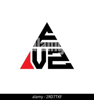 Logo EVZ triangolare a lettera con forma triangolare. Monogramma del design del logo EVZ Triangle. Modello logo vettoriale triangolare EVZ di colore rosso. EVZ triangul Illustrazione Vettoriale