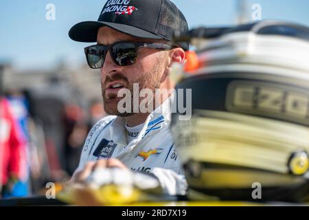 Loudon, New Hampshire, USA. 14 luglio 2023. NASCAR Xfinty driver, Austin Dillon (10) si mette in pista per allenarsi per l'Ambetter Health 200 al New Hampshire Motor Speedway di Loudon, New Hampshire. (Immagine di credito: © Walter G. Arce Sr./ZUMA Press Wire) SOLO USO EDITORIALE! Non per USO commerciale! Foto Stock