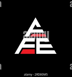 Logo FFE a lettera triangolare con forma a triangolo. Monogramma di design con logo triangolare FFE. Modello di logo vettoriale a triangolo FFE di colore rosso. FFE triangul Illustrazione Vettoriale