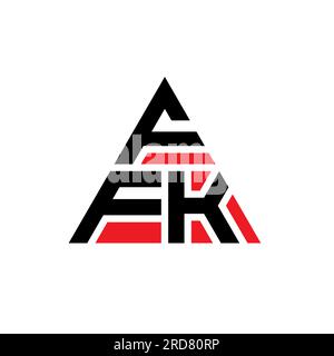 Logo a lettere triangolari FFK con forma triangolare. Monogramma di design con logo triangolare FFK. Modello di logo vettoriale triangolare FFK di colore rosso. FFK triangul Illustrazione Vettoriale