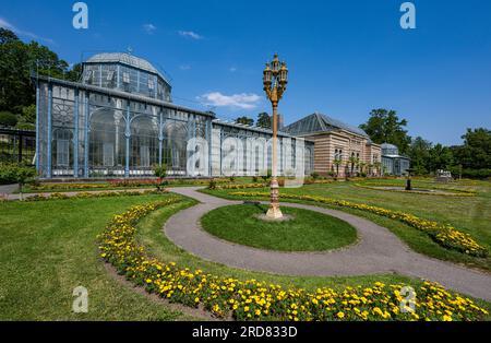 Casa di campagna moresca con giardino, serra, giardino zoologico-botanico, Wilhelma, Stoccarda, Baden-Württemberg, Germania, Europa Foto Stock