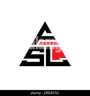 Logo FSL triangolare a lettera con forma triangolare. Monogramma di design con logo triangolare FSL. Modello con logo vettoriale a triangolo FSL di colore rosso. FSL triangul Illustrazione Vettoriale