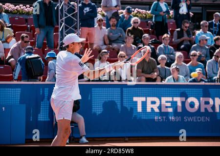 Båstad, Svezia. 07 19 2023. Il ventunenne Lorenzo Musetti, al 16° posto nel mondo, affronta Matteo Arnaldi, al 75° posto nel mondo. Daniel Bengtsson Foto Stock