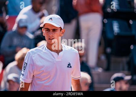 Båstad, Svezia. 07 19 2023. Il ventunenne Lorenzo Musetti, al 16° posto nel mondo, affronta Matteo Arnaldi, al 75° posto nel mondo. Daniel Bengtsson Foto Stock