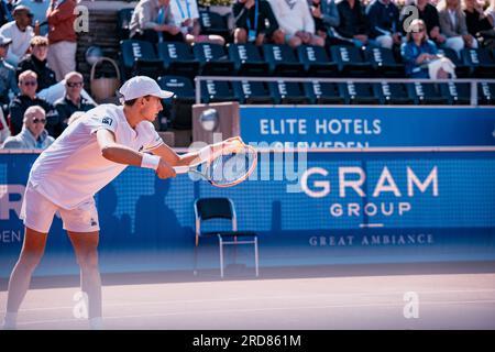 Båstad, Svezia. 07 19 2023. Il ventunenne Lorenzo Musetti, al 16° posto nel mondo, affronta Matteo Arnaldi, al 75° posto nel mondo. Daniel Bengtsson Foto Stock