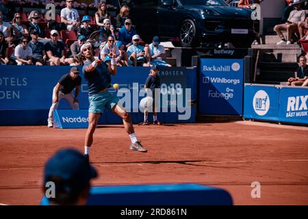 Båstad, Svezia. 07 19 2023. Il ventunenne Lorenzo Musetti, al 16° posto nel mondo, affronta Matteo Arnaldi, al 75° posto nel mondo. Daniel Bengtsson Foto Stock