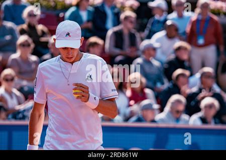 Båstad, Svezia. 07 19 2023. Il ventunenne Lorenzo Musetti, al 16° posto nel mondo, affronta Matteo Arnaldi, al 75° posto nel mondo. Daniel Bengtsson Foto Stock