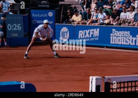 Båstad, Svezia. 07 19 2023. Il ventunenne Lorenzo Musetti, al 16° posto nel mondo, affronta Matteo Arnaldi, al 75° posto nel mondo. Daniel Bengtsson Foto Stock