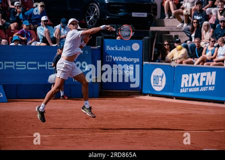 Båstad, Svezia. 07 19 2023. Il ventunenne Lorenzo Musetti, al 16° posto nel mondo, affronta Matteo Arnaldi, al 75° posto nel mondo. Daniel Bengtsson Foto Stock