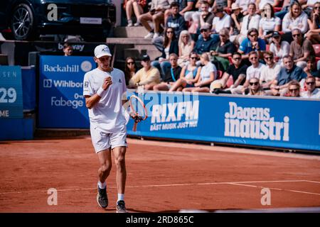 Båstad, Svezia. 07 19 2023. Il ventunenne Lorenzo Musetti, al 16° posto nel mondo, affronta Matteo Arnaldi, al 75° posto nel mondo. Daniel Bengtsson Foto Stock