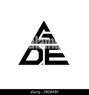 Logo GDE a forma di lettera triangolare con forma triangolare. Monogramma del logo GDE Triangle. Modello logo vettoriale a triangolo GDE di colore rosso. GDE triangul Illustrazione Vettoriale