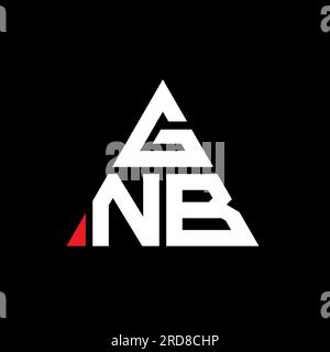 Logo GNB a lettere triangolari con forma triangolare. Monogramma del logo del triangolo GNB. Modello di logo vettoriale a triangolo GNB di colore rosso. GNB triangul Illustrazione Vettoriale