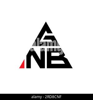 Logo GNB a lettere triangolari con forma triangolare. Monogramma del logo del triangolo GNB. Modello di logo vettoriale a triangolo GNB di colore rosso. GNB triangul Illustrazione Vettoriale