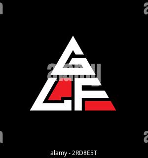 Logo a forma di lettera triangolare GLF con forma a triangolo. Monogramma di design con logo triangolare GLF. Modello con logo vettoriale triangolare GLF DI colore rosso. GLF triangul Illustrazione Vettoriale