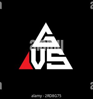 Logo GVS triangolare a lettera con forma triangolare. Monogramma di design con logo triangolare GVS. Modello di logo vettoriale a triangolo GVS di colore rosso. GVS triangul Illustrazione Vettoriale